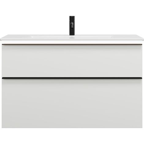 burgbad Eqio Slim lavabo en céramique avec meuble sous-lavabo et