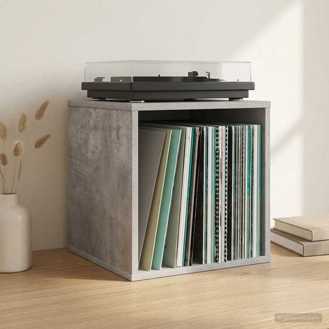 vidaXL Boîte d'albums vinyles 2 pc Gris béton 37 x 36,5 x 38 cm (1/4)