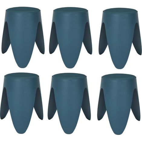 Lot de 6 Tabourets Légers Empilables en Plastique - Bleu canard - D 30 x H 46 cm - Gain de place - Livraison gratuite (1/5)