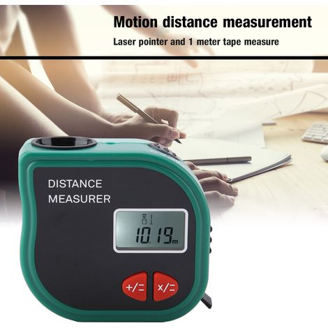 Télémètre électronique portable à ultrasons LCD avec mètre ruban (1/5)