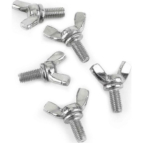 Lot de 5 vis à oreilles M6 en acier inoxydable 304, vis moletées à serrage manuel, résistantes à la corrosion, longueur de filetage de 12 mm, compatibles avec les accessoires de batterie. (1/5)