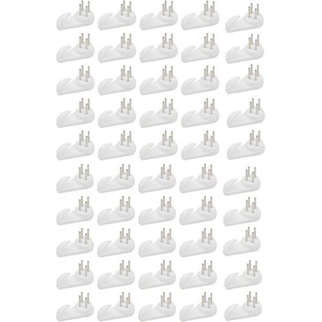 Crochets en béton avec clous cachés - 50 pièces - pour accrocher des tableaux, des miroirs et des photos - également pour suspendre des rouges à lèvres, des cadres photo et des miroirs. (1/3)