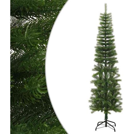 Sapin de Noël Artificiel Mince 210 cm avec Support en Acier 616 Pointes PE Vert - PANGIVO (1/5)