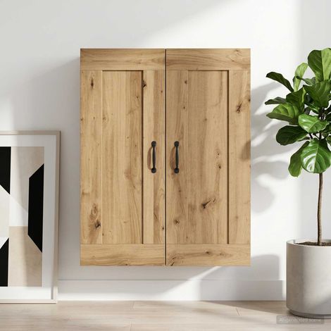 Armoire murale 3 compartiments en bois d’ingénierie chêne artisanal 69,5 x 34 x 90 cm - PANGIVO (1/5)