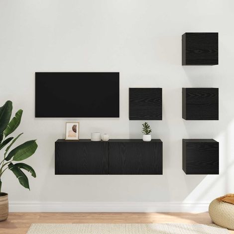 vidaXL Ensemble meuble TV 5 pcs 100 x 30 x 30 cm Chêne noir (1/5)