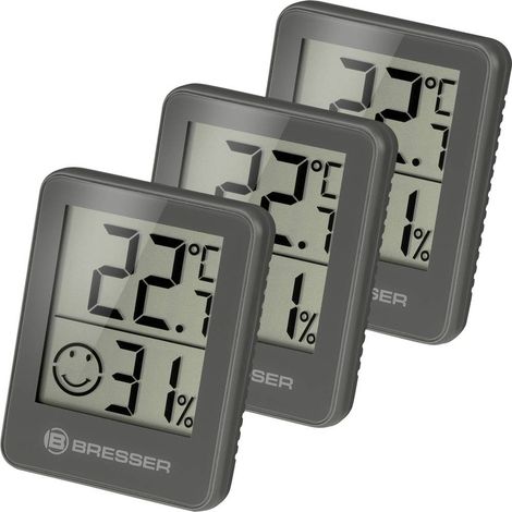 Bresser Set di 3 termoigrometri per controllare il clima nella stanza - Contenuto della confezione: 3 termoigrometri, 3 batterie CR2032, istruzioni - Dimensioni: 4,5 x 5,8 x 1,3 cm/Peso: 31 g (1/4)