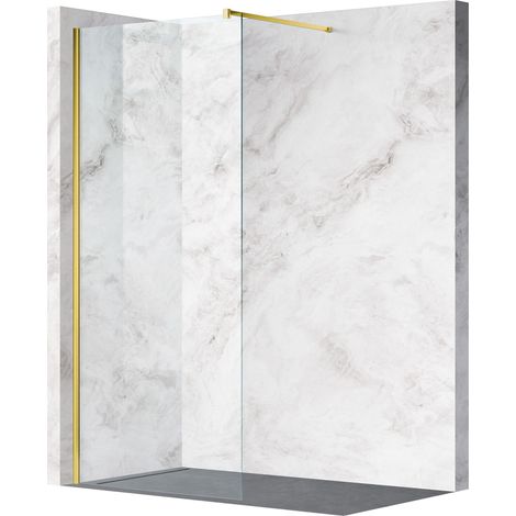 Balneo Paroi de douche À l'italienne 120x200cm, En 8mm Verre Anticalcaire, Avec Barre De Fixation, Beira doré (1/5)