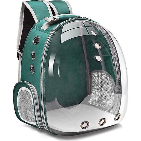 Sac à dos pour chat, sac bandoulière respirant et portable pour animaux de compagnie, idéal pour les voyages et les petits chiens et chats. Vert foncé classique. (1/4)