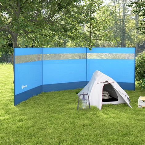 Frangivento con finestra di visualizzazione e borsa per il trasporto, pali in acciaio, 440x140 cm, blu