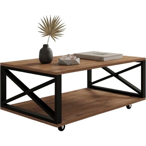 Couchtisch Lesegno, mit Rollen, ein Fach, rechteckig, 98x60x34h cm Dunkles Eichenbraun