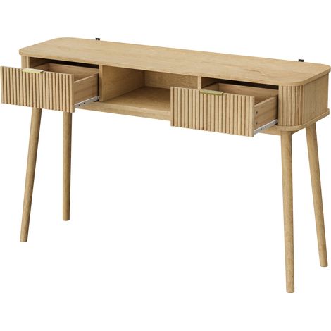 Consola de Media Edad en Roble con 2 Cajones y Compartimento Abierto, 120 x 35 x 77,6 cm, MODENUIT (1/5)