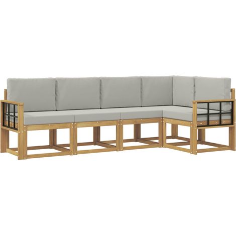Ensemble de canapés d'extérieur 5 pc Blanc et gris clair vidaXL (1/5)