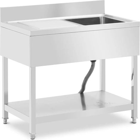Lavello professionale in acciaio inox 1 vasca 100 x 60 x 97 cm acciaio inox argento 140009559