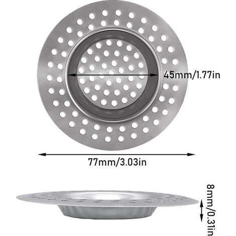 pair Bouchon de crépine d'évier, lot de 4, en acier inoxydable, pour évier de cuisine, baignoire ou lavabo. (1/3)