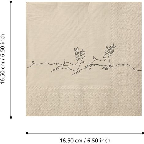 Eglo Servietten Hirsche Pasig beige 16,5 x 16,5 cm - 20er Pack Servietten (1/2)