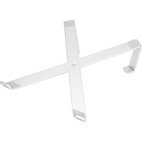 Support pliable en alliage d'aluminium argenté, design pliable réglable en hauteur, dissipateur thermique pour bureau, support pour ordinateur portable et tablette. (1/5)