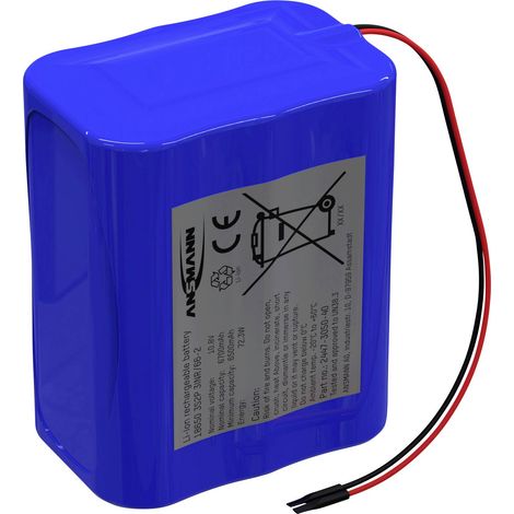 Ansmann 3S2P Akkupack 6x 18650 Kabel Li-Ion 10.8V 6700mAh Pack de piles rechargeables 6x Li-Ion 10.8