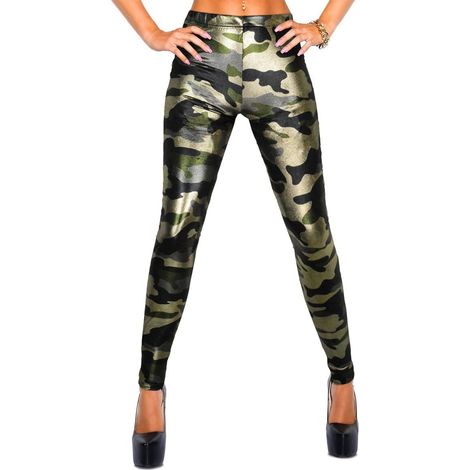 XM9050 Conjunto de dos leggings con estampado de camuflaje militar brillante (1/2)