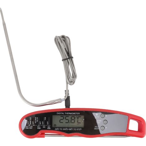 Thermomètre à viande multifonction à plusieurs aiguilles, étanche, à lecture instantanée, pour la cuisine, les grillades et le barbecue (rouge). (1/5)