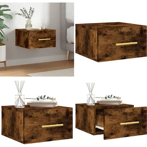 Table de chevet murale chêne fumé 35x35x20 cm - Meuble Mural - Table De Chevet Murale - Commode Murale - Rangement Mural - Meuble De Chambre - Home & Living (1/5)