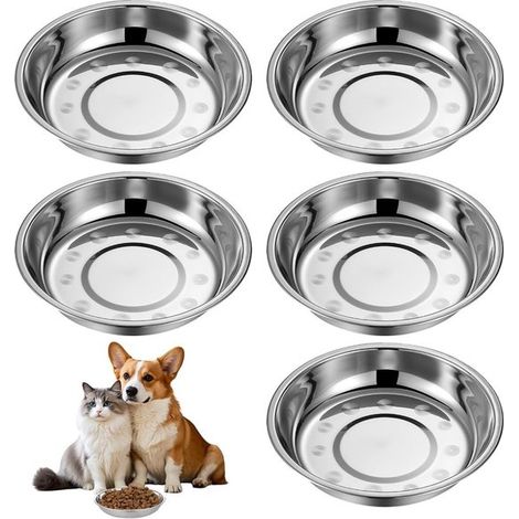 Allecto Plus,Comedero para gatos de 15 cm,Cuenco de acero inoxidable para comida de gatos,Apto para gatos y perros pequeños,Juego de 5 piezas (1/5)