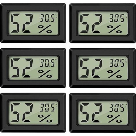 Mini termometro igrometro digitale LCD temperatura umidità5070℃ 10%99% RH Termometro portatile Termoigrometro Indicatore per ufficio Cucina Humidor Incubatrici Rettili (6 pezzi)HA) (1/5)