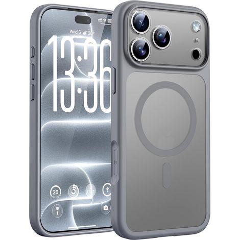 Coque pour iPhone 18 Pro Max, Compatible avec MagSafe, Gris (1/5)