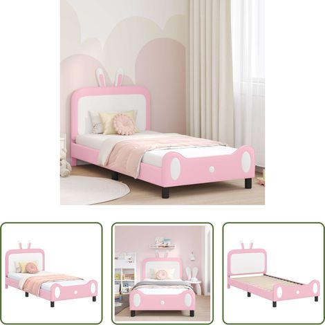 Kinderbettgestell -  Kinderbettgestell mit Kopfteil mit Kopfteil Rosa 80 x 200 cm PU (1/5)