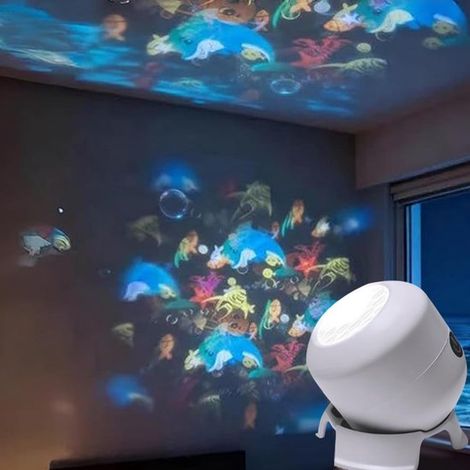 Lampe projecteur - Veilleuse projecteur - Projecteur - Projecteur océan - Veilleuse enfant rotative à 360° - Veilleuse - Projecteur LED dynamique à projection rotative - Éclairage d'ambiance pour cham (1/5)