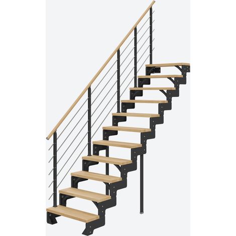 Dolle Modultreppe Gardentop Innen Buche 11 Stufen 198-242cm Geschosshöhe 85cm Stufenbreite inkl. Geländer (1/4)