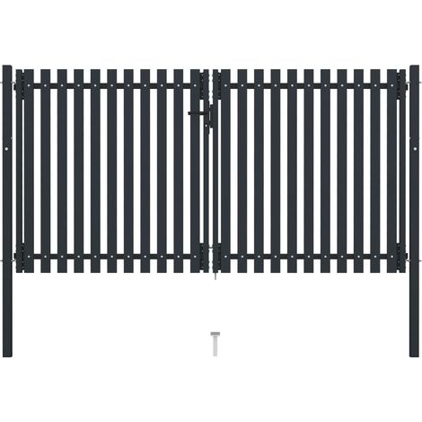 Portail de clôture à double porte Acier 306x200 Anthracite (1/5)