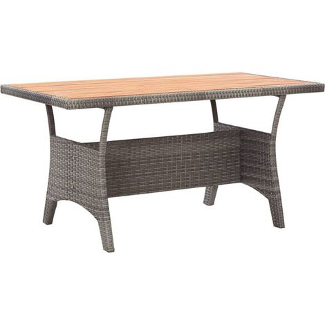 Table de jardin grise, 120 x 70 x 66 cm, en bois d'acacia massif (1/5)