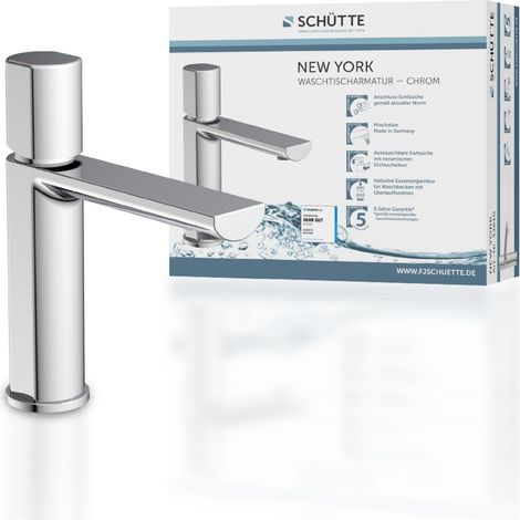 Mitigeur de lavabo avec bonde de vidange, robinet mitigeur avec vanne pop-up, robinet de salle de bain, mitigeur monocommande pour salle de bain, chromé (1/5)