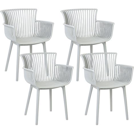 Lot de 4 Chaises à Manger en Plastique avec Accoudoirs Gris Clair Pesaro (1/5)