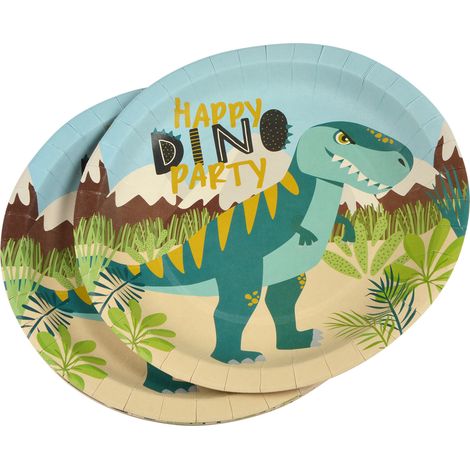 Set de 6 assiettes en carton 23 cm Happy dino