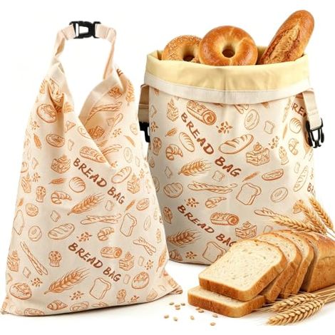 2pcs Sac a Pain Cire Abeille avec Fermeture éclair Garde le Pain Frais, Tissu lin boulanger respirant enduit de cire d’abeille natur (1/4)