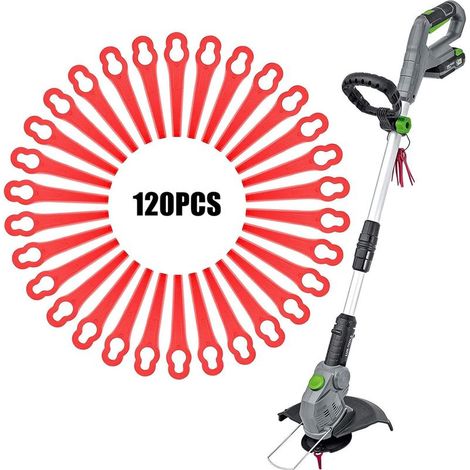 120 Pièces Jardin Tondeuse Plastique Lames, Coupe Bordure Rouge Lames, Lames Rechange Coupe Bordure, pour Jardin et Pelouse Coupe Bordures, Longueur 83mm (1/5)