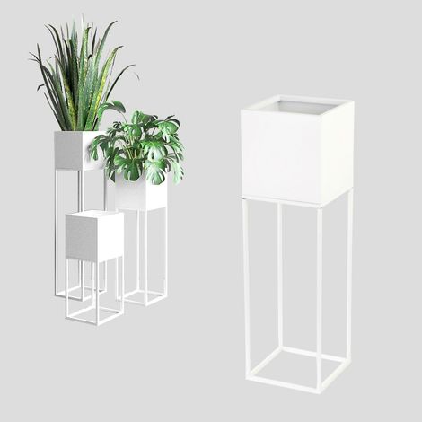 Tapa metálica blanca para maceta Lorient M 19x19x67 cm (1/5)