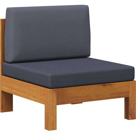 Mittelsofa mit Dunkelgrauen Kissen Massivholz Akazie vidaXL
