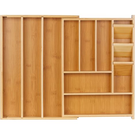 Cubertero ajustable cocina 39 x 32 x 5 cm con 11 compartimentos prácticos de bambú natural 130016605 (1/5)