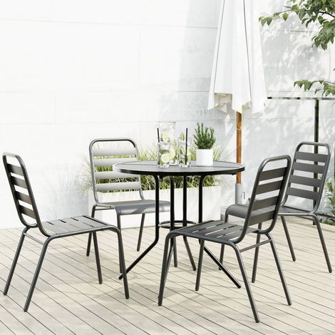 Stackable Garden Chair Set 5 pcs Anthracite Powder-coated Steel vidaXL (1/5)