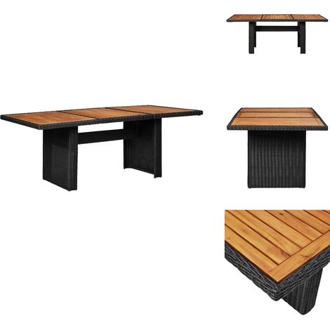 Garten-Esstisch Schwarz 200x100x74 cm Poly Rattan - Gartenstuhl - Esstisch - Balkonmöbel - Terrassenmöbeln - Rattan Möbel