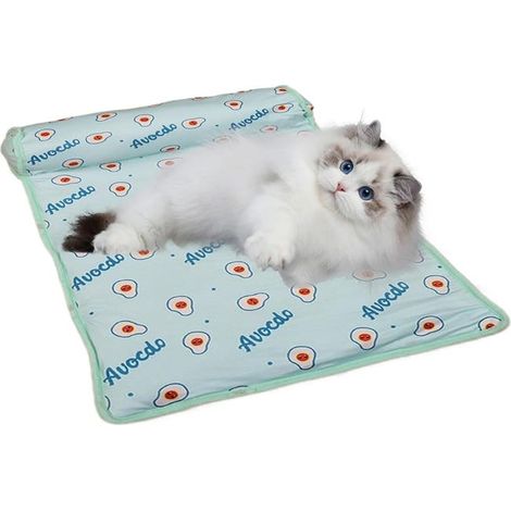 Lettino rinfrescante per cani e gatti - realizzato in seta di ghiaccio - morbido e lavabile - cuscino traspirante - materassino con cuscino - 60 x 40 cm (1/5)