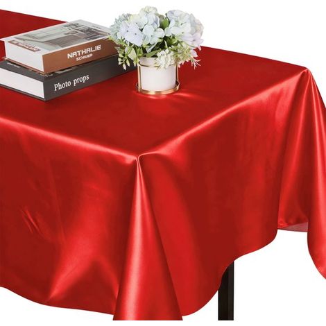 Rechteckige Satintischdecke 2er Pack 145 cm x 259 cm Rechteckige Polyestertischdecke Weich und knitterfrei Glatter Stoff Waschbar für Hochzeiten, (1/5)
