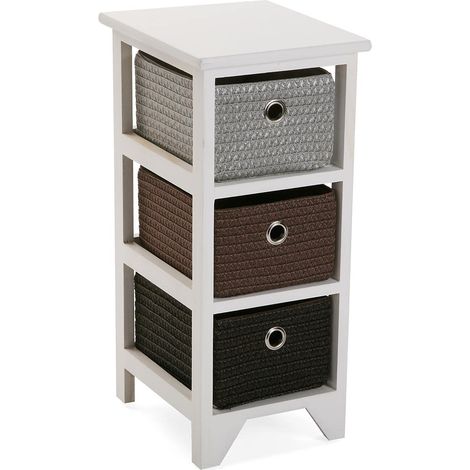 Armoire de Salle de Bain, Commode pour Organiser, Commode avec 3 tiroirs pour Organiser, Dimensions (H x l x L) 56 x 30 x 25 cm, Bois et Plastique, Couleur: Blanc (1/5)