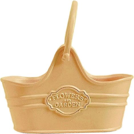 Panier à fleurs miniature en métal, mini panier de pique-nique avec poignées pour maison de poupée-Orange (1/5)