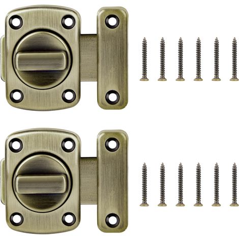2 loquets rotatifs de porte en alliage de zinc finition bronze vert, fermoirs pivotants avec vis pour portes de salle de bain, placards, meubles, armoires et tiroirs (1/5)