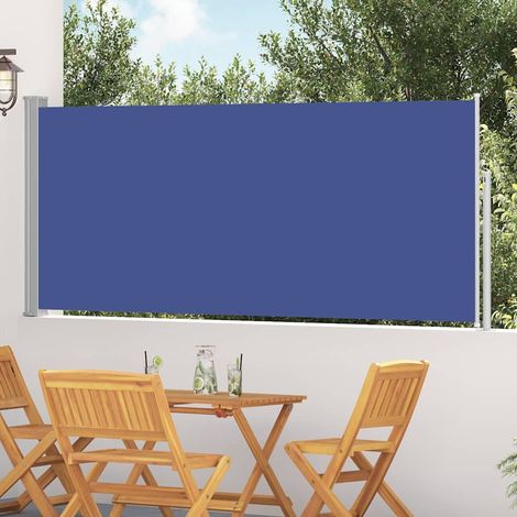 Auvent latéral rétractable store de jardin terrasse en polyester bleu 120 x 300 cm - PANGIVO (1/5)