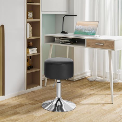 WOLTU 1x Barhocker, Schminkhocker Höhenverstellung, Barstühle rund, 360° Drehbar Bürohocker, gepolstert, Kunstleder, für Küchen Bar, Schwarz (1/4)