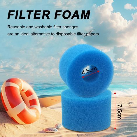 Filtres de Piscine en Mousse Filtre pour Intex Type S1 - Éponge Filtrante Type S1 - Filtre en Mousse pour Spa,Piscine - Réutilisables et Lavables (4 Pièces) (1/4)